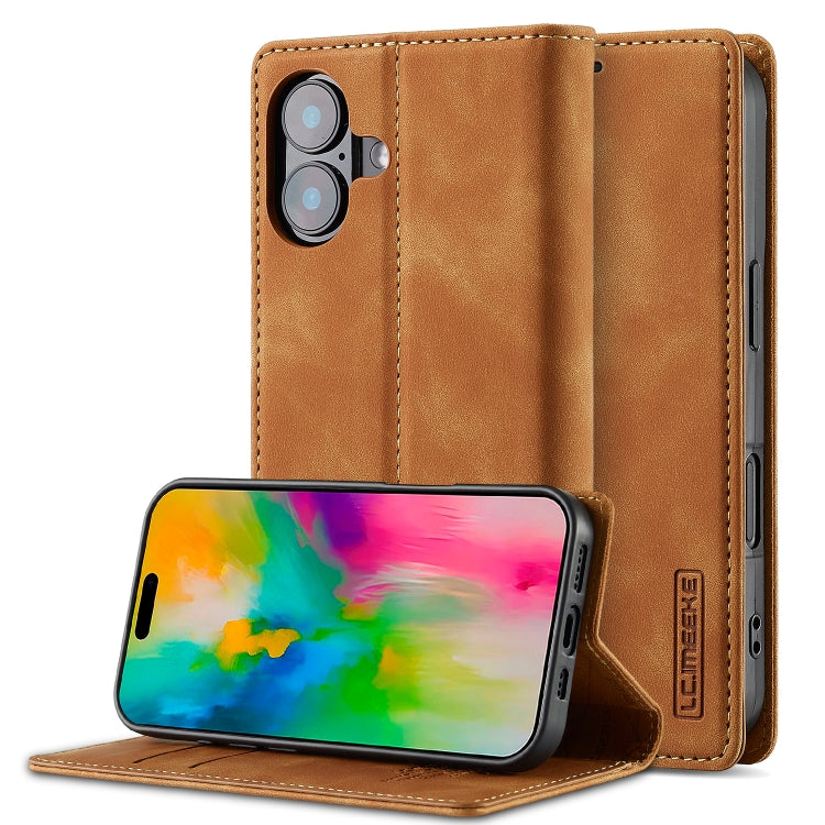 LC.IMEEKE Strong Magnetism Microfiber Leather Phone Case, For iPhone 16
