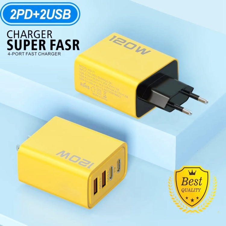 KO-71 120W Dual PD Type-C + Dual QC3.0 USB Multi Ports Charger, US Plug, EU Plug