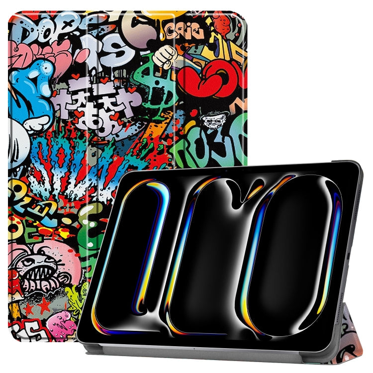 Custer Painted 3-Fold Holder Smart Leather Tablet Case, For iPad Air 13 2025 / 2024, For iPad Pro 13 2024