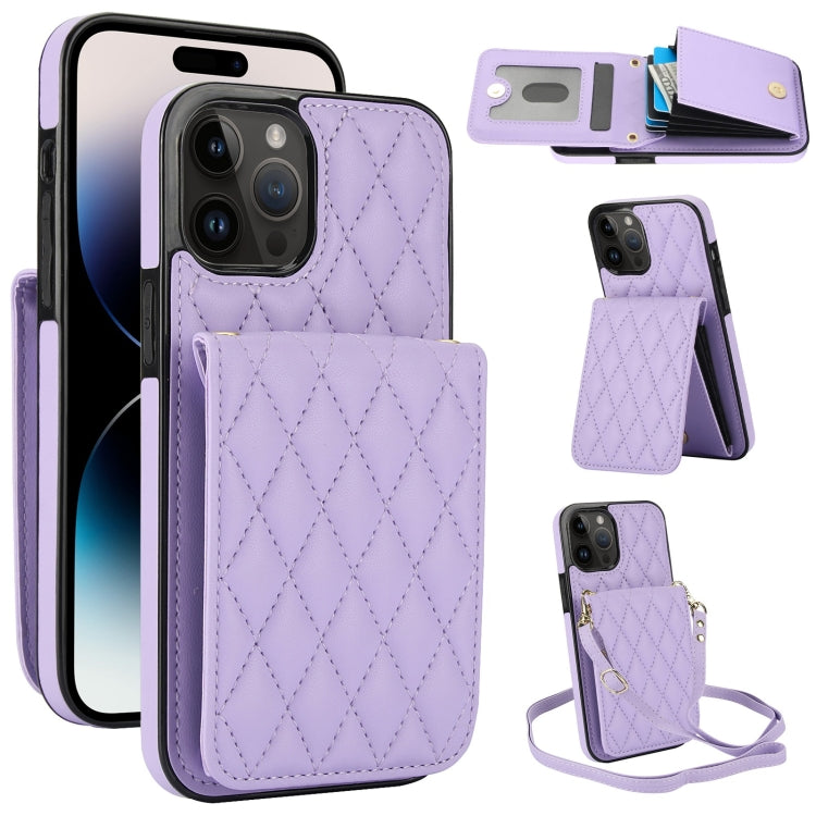 YM015 Crossbody Rhombic Card Bag RFID Phone Case, For iPhone 15, For iPhone 14 Plus, For iPhone 14, For iPhone 14 Pro