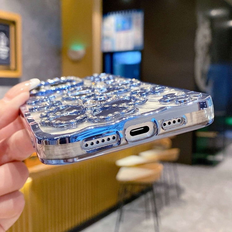 Electroplating Flower Diamond TPU Phone Case, For iPhone 15 Pro Max, For iPhone 15 Pro, For iPhone 15 Plus, For iPhone 15