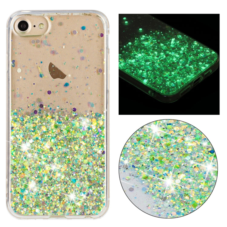 Transparent Frame Noctilucent Glitter Powder TPU Phone Case, For iPhone 8 / 7
