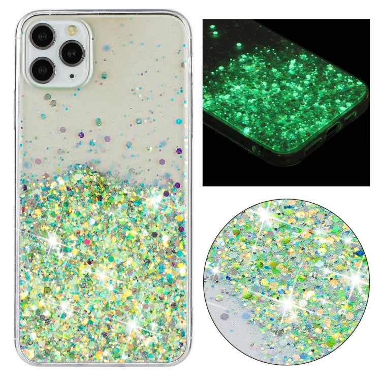 Transparent Frame Noctilucent Glitter Powder TPU Phone Case, For iPhone 12 Pro, For iPhone 11 Pro Max, For iPhone 11, For iPhone 11 Pro