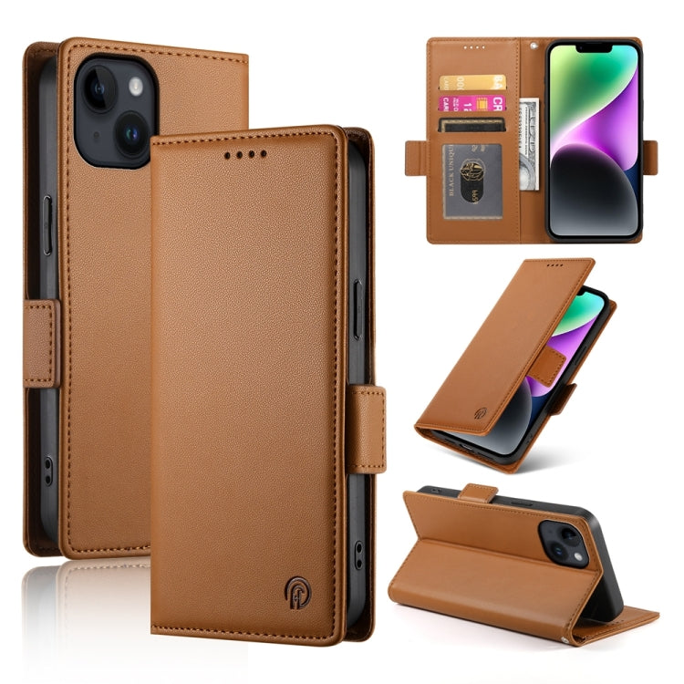 Side Buckle Magnetic Frosted Leather Phone Case, For iPhone 15, For iPhone 14 Plus, For iPhone 14