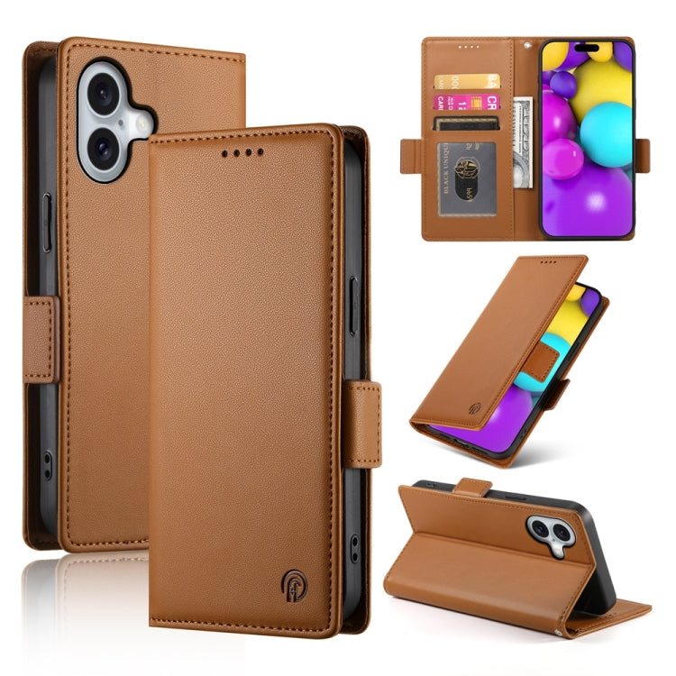 Side Buckle Magnetic Frosted Leather Phone Case, For iPhone 16 Pro, For iPhone 16 Plus, For iPhone 16