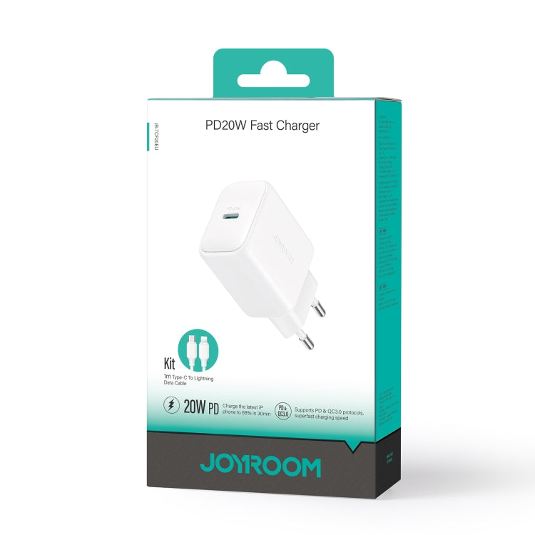 JOYROOM JR-TCF20 PD20W Type-C Port Charger Kit with Type-C to 8 Pin Cable, EU Plug + Type-C to 8 Pin Cable