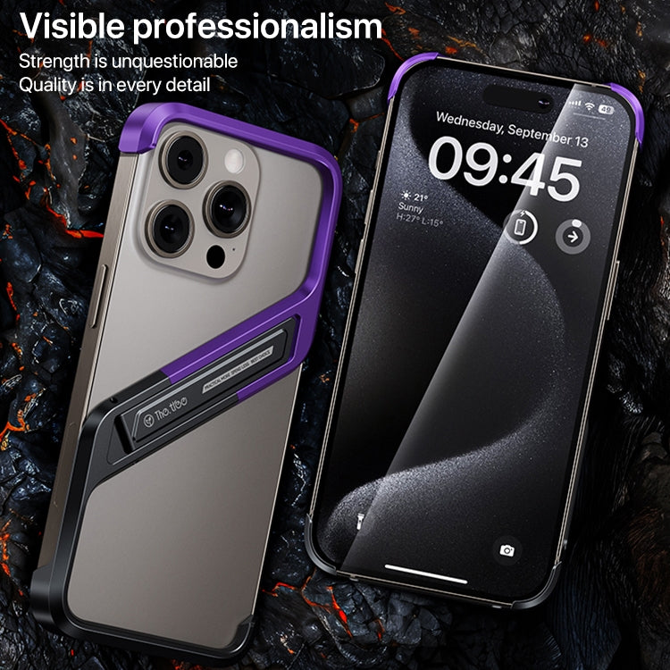 S-shaped Stand Frameless Metal Phone Case, For iPhone 14 Pro Max