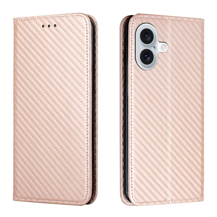 Carbon Fiber Texture Magnetic Flip Leather Phone Case, For iPhone Air, For iPhone 16 Pro Max, For iPhone 16 Pro, For iPhone 16 Plus