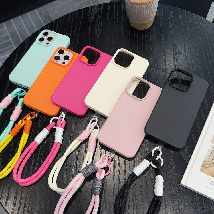 Leather Texture TPU Full Coverage Phone Case with Lanyard, For iPhone 16 Pro Max, For iPhone 16 Pro, For iPhone 16 Plus, For iPhone 16, For iPhone 15 Pro Max, For iPhone 15 Pro, For iPhone 15 Plus