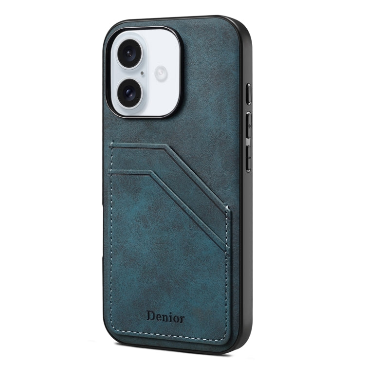 Denior D09 PU Dual Card Slot Back Cover Phone Case, For iPhone 16