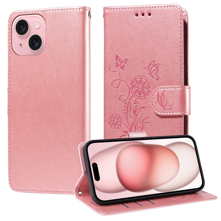 Embossed Butterfly Flowers Leather Phone Case, For iPhone 16, For iPhone 15 Pro Max, For iPhone 15 Pro, For iPhone 15 Plus