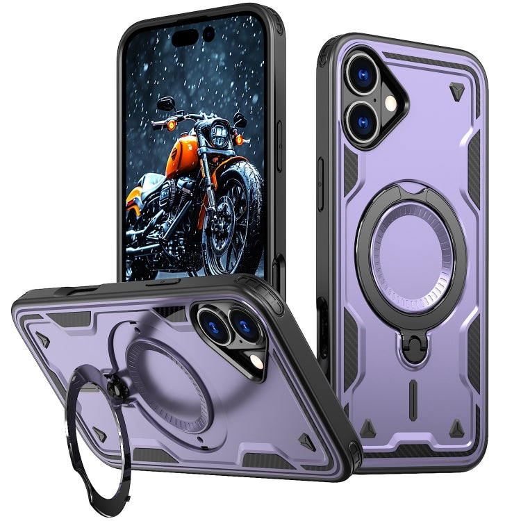 PC Hybrid TPU Armor MagSafe Ring Holder Phone Case, For iPhone 16 Pro Max, For iPhone 16 Pro, For iPhone 16 Plus