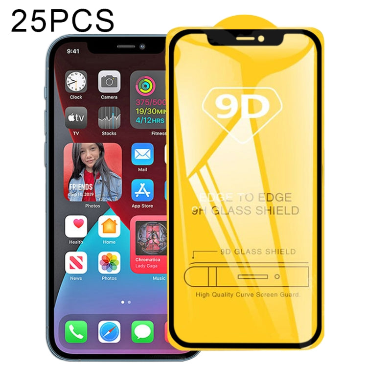 25 PCS 9D Full Glue Full Screen Tempered Glass Film, For iPhone 12 mini (25 PCS), For iPhone 12 / 12 Pro (25 PCS), For iPhone 12 Pro Max (25 PCS)