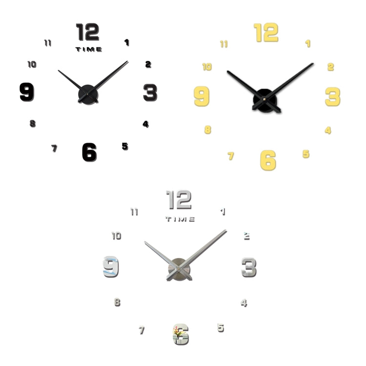 Bedroom Home Decoration Mirrored Number Frameless Large 3D DIY Wall Sticker Mute Clock, Size: 100*100cm