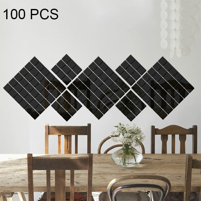 100 PCS Square Crystal Mosaic Mirror Acrylic Stereo Wall Stickers Creative Background Home Living Room Wall Sticker,Size:3*3cm