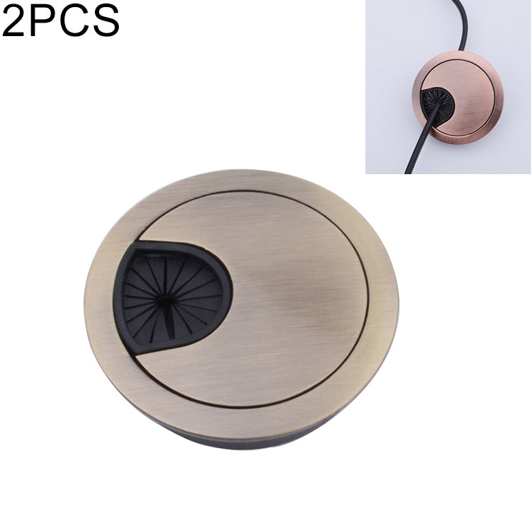 2 PCS Desk Computer Desktop Zinc Alloy Round Threading Box Hole Cover, Hole Diameter: 60mm (Green Bronze), 60mm