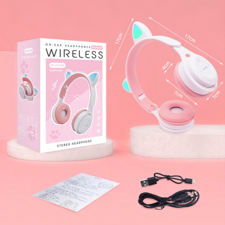 M6 Luminous Cat Ears Two-color Foldable Bluetooth Headset with 3.5mm Jack & TF Card Slot, Two-color Purple, Two-color White, Two-color Pink, Two-color Blue