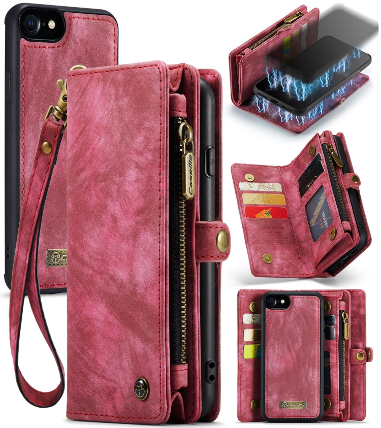 CaseMe for iPhone 8 & 7 Multifunctional Leather Billfold with Detachable Magnetic PC Back Protective Case & Holder & 10 Card Slots & 3 Cash Slots & 1 Zipper Wallet & 2 Photo Frames & 3 Magnetic Clasps