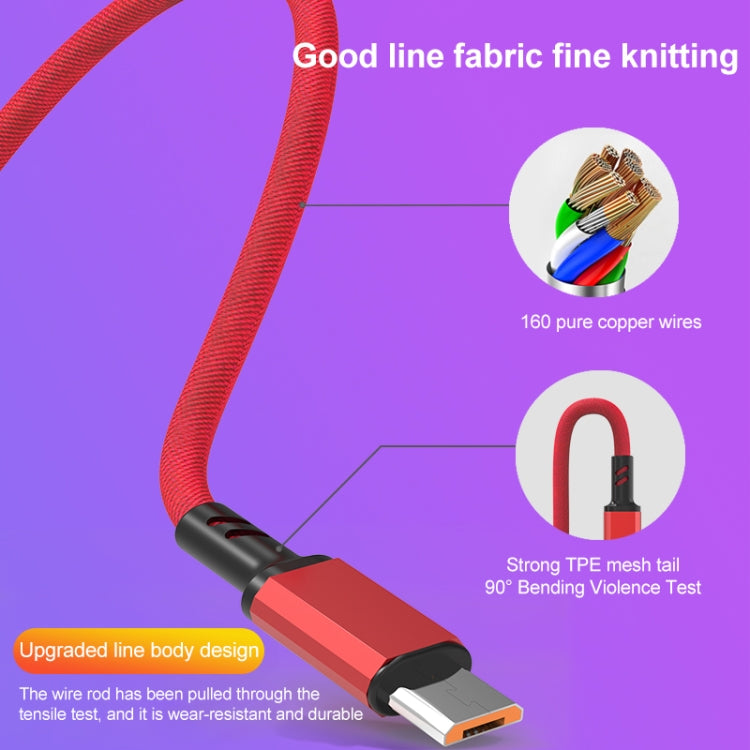Braided 3A 3 in 1 USB to Type-C / 8 Pin / Micro USB Fast Charging Cable, Cable Length: 1.2m