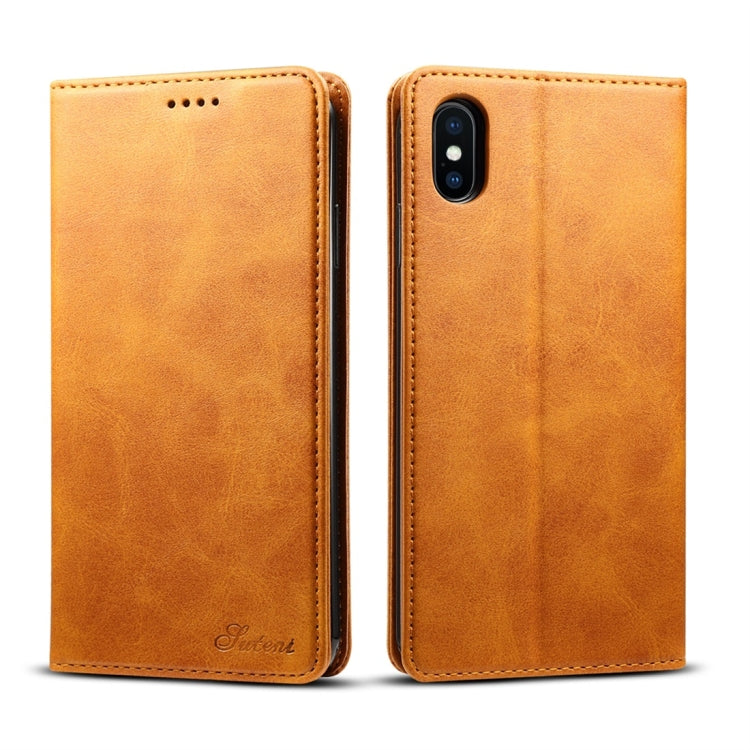 For iPhone XS Max Suteni Calf Texture Horizontal Flip Leather Case with Holder & Card Slots & Wallet