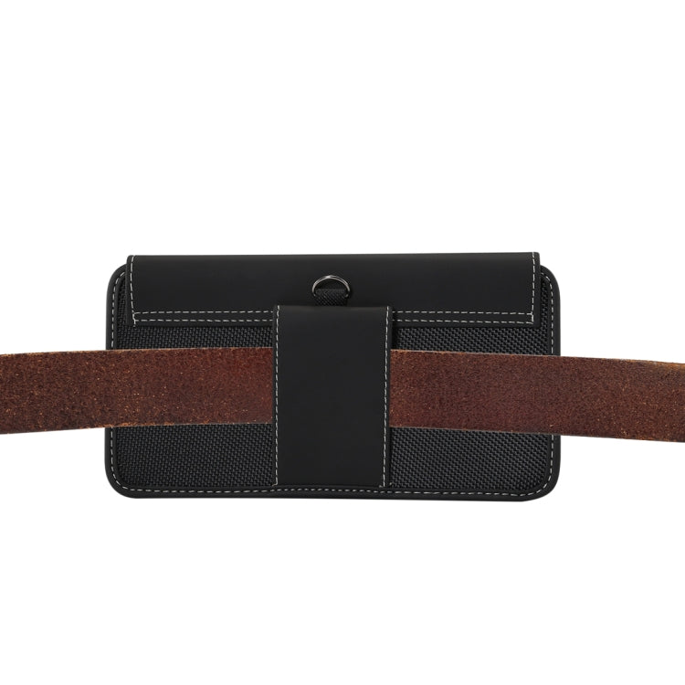 For iPhone XS Max Men Universal Oxford Cloth Portable Mobile Phone Waist Pack Leather Case / Huawei Mate 20 / 6.3 Inch or Below Smartphones