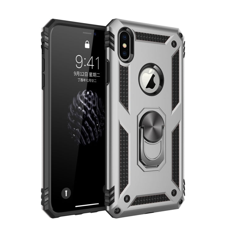 For iPhone XS Max Armor Shockproof TPU + PC Protective Case with 360 Degree Rotation Holder
