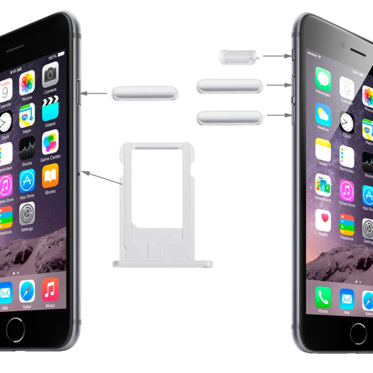 Card Tray & Volume Control Key & Screen Lock Key & Mute Switch Vibrator Key Kit for iPhone 6