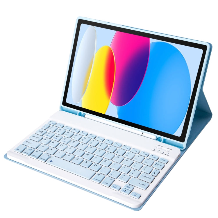 For iPad 11 2025 / 10th Gen 10.9 2022 A10B Lambskin Texture Ultra-thin Bluetooth Keyboard Leather Tablet Case with Pen Slot, A10B