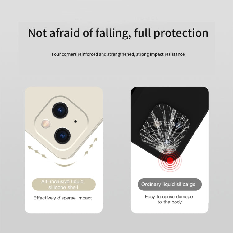Solid Color Cube Straight Edge Liquid Silicone Lining Flannel Case, For iPhone 13 mini, For iPhone 13 Pro Max