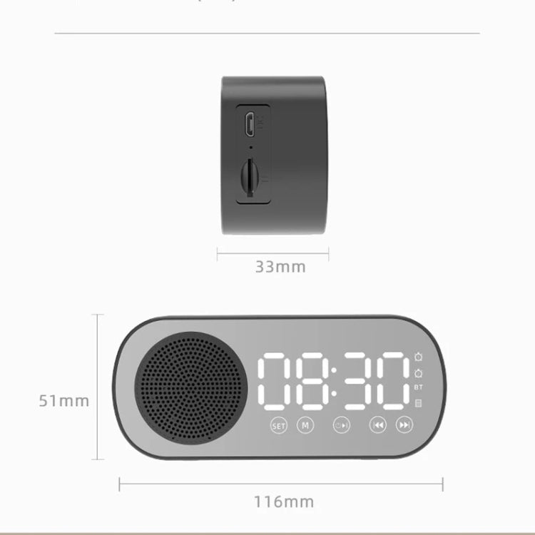 Z7 Digital Bluetooth 5.0 Speaker Multi-function Mirror Alarm Clock FM Radio, Z7 (White), Z7 (Pink), Z7 (Black)