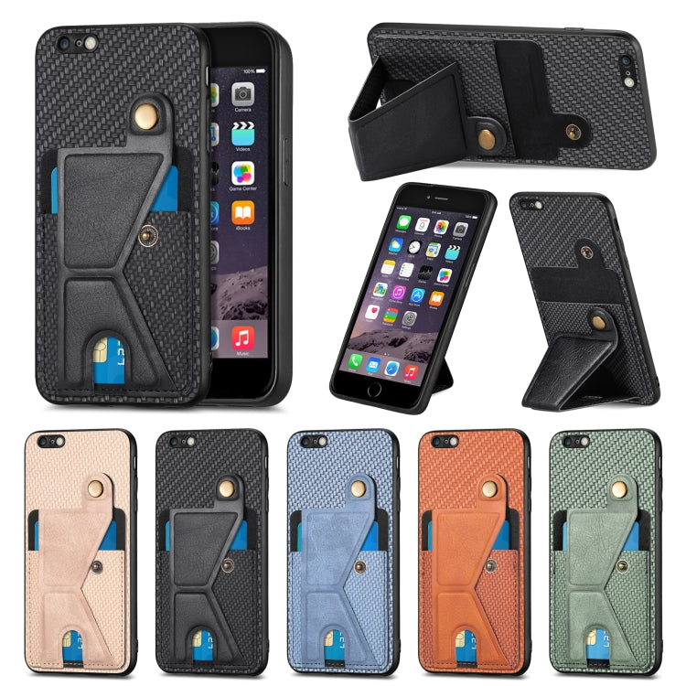 Carbon Fiber Wallet Flip Card K-shaped Holder Phone Case