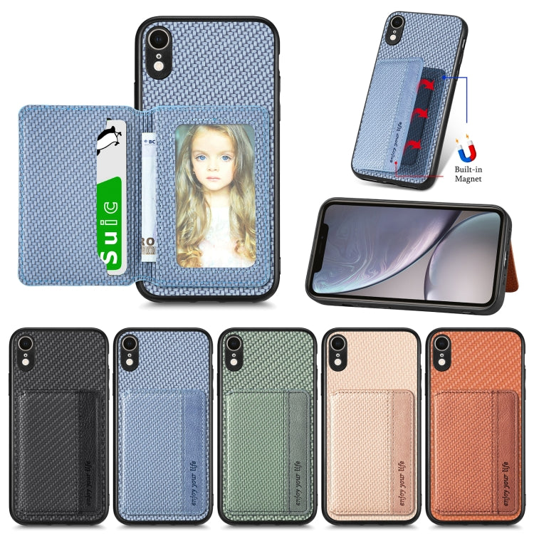 Carbon Fiber Magnetic Card Bag Phone Case, For iPhone XR, For iPhone XS Max, For iPhone SE 2022 / 2020 / 7 / 8, For iPhone 7 Plus / 8 Plus