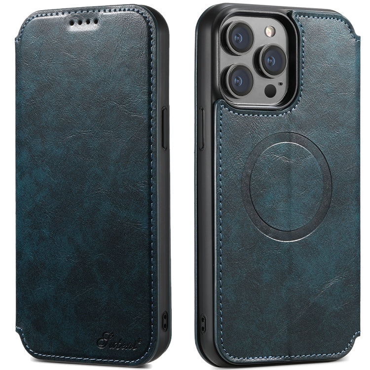 Suteni J05 Leather Magnetic Magsafe Phone Case, For iPhone 14 Pro, For iPhone 14 Plus, For iPhone 14 Pro Max
