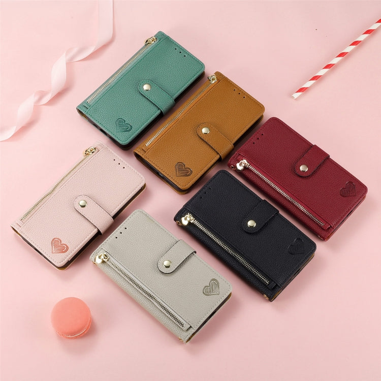 Love Zipper Lanyard Leather Phone Case, For iPhone 15, For iPhone 14 Plus, For iPhone 14, For iPhone 14 Pro