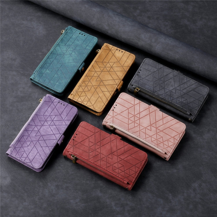 Geometric Zipper Wallet Side Buckle Leather Phone Case, For iPhone 7 Plus / 8 Plus, For iPhone 6 Plus / 6s Plus, For iPhone 6 / 6s