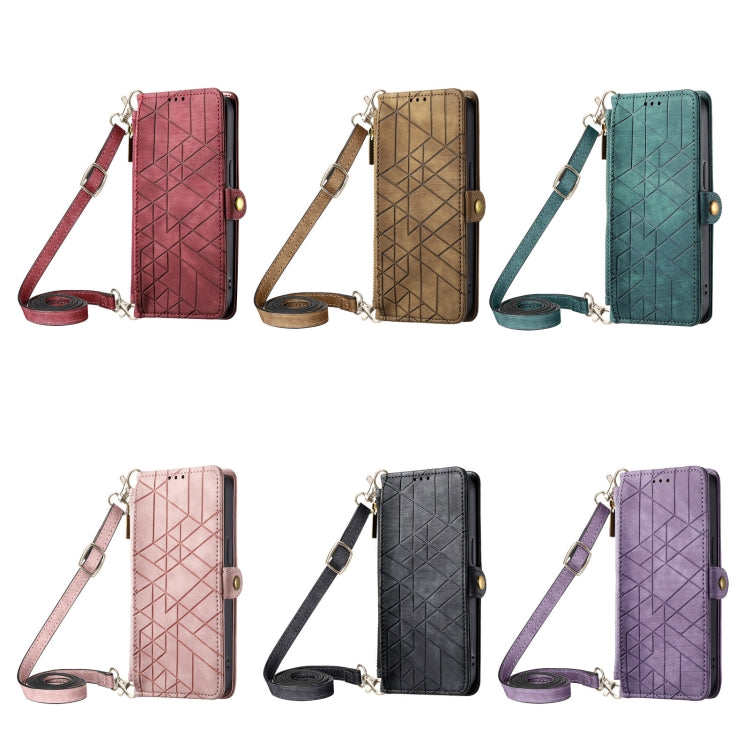 Geometric Zipper Wallet Side Buckle Leather Phone Case with Crossbody Lanyard, For iPhone 15 Pro Max, For iPhone 15 Pro, For iPhone 15 Plus, For iPhone 15