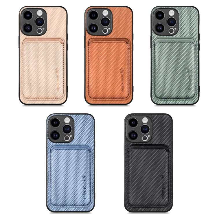 Carbon Fiber Leather Card Magsafe Phone Case, For iPhone 16e, For iPhone 16 Pro Max, For iPhone 16 Pro, For iPhone 16 Plus