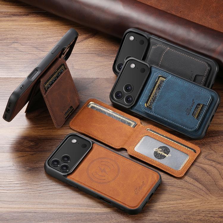 Suteni H16 Litchi Texture Leather Detachable Wallet Back Phone Case, For iPhone 12 Pro, For iPhone 17e / 16e
