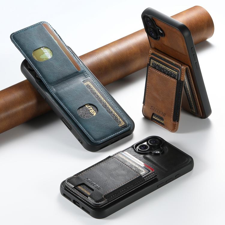 Suteni H03 Oil Wax Leather Wallet Stand Back Phone Case, For iPhone 14 Pro Max, For iPhone 13 Pro Max, For iPhone 13 Pro, For iPhone 13, For iPhone 12 Pro Max, For iPhone 11 Pro Max, For iPhone 11, For iPhone 11 Pro