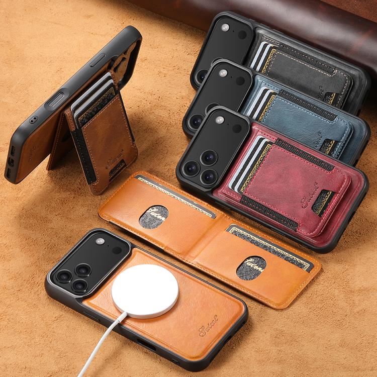 Suteni H17 Oil Eax Leather MagSafe Detachable Wallet Phone Case, For iPhone 12 Pro, For iPhone 17e / 16e
