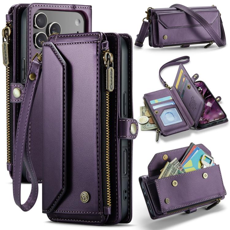 CaseMe C36 Card Slots Zipper Wallet RFID Anti-theft Leather Phone Case, For iPhone Air, For iPhone 16 Pro Max, For iPhone 16 Pro, For iPhone 16 Plus