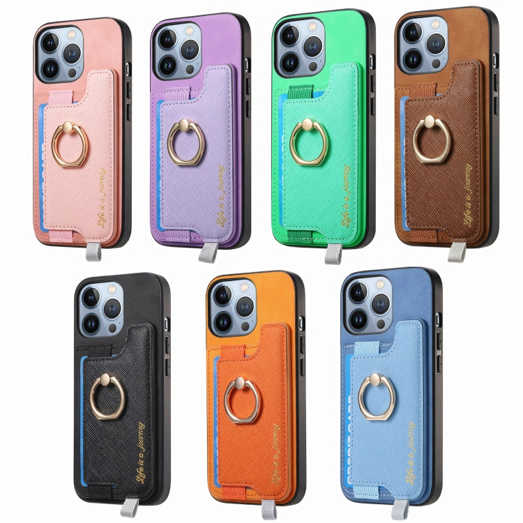 Retro Magsafe Cross Leather Ring Holder Card Bag Phone Case, For iPhone 11 Pro, For iPhone XR, For iPhone XS Max