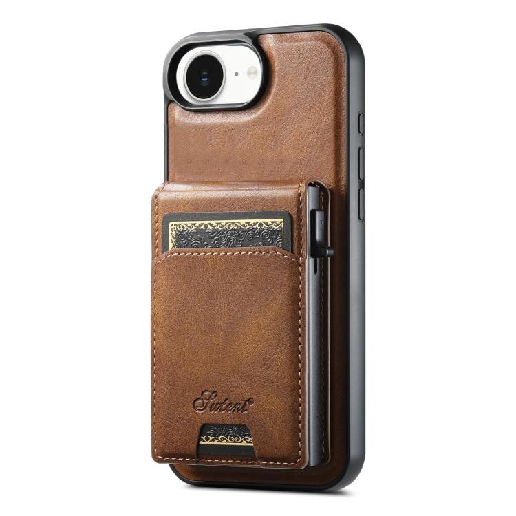 Suteni H19 Oil Wax 2-in-1 MagSafe Removable Card Box Back Phone Case, For iPhone 12 Pro, For iPhone 17e / 16e
