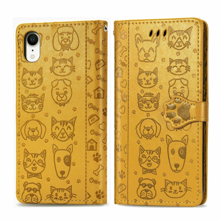 Cute Cat and Dog Embossed Horizontal Flip PU Leather Case with Holder / Card Slot / Wallet / Lanyard, For iPhone 11 Pro Max, For iPhone XS/X, For iPhone XR