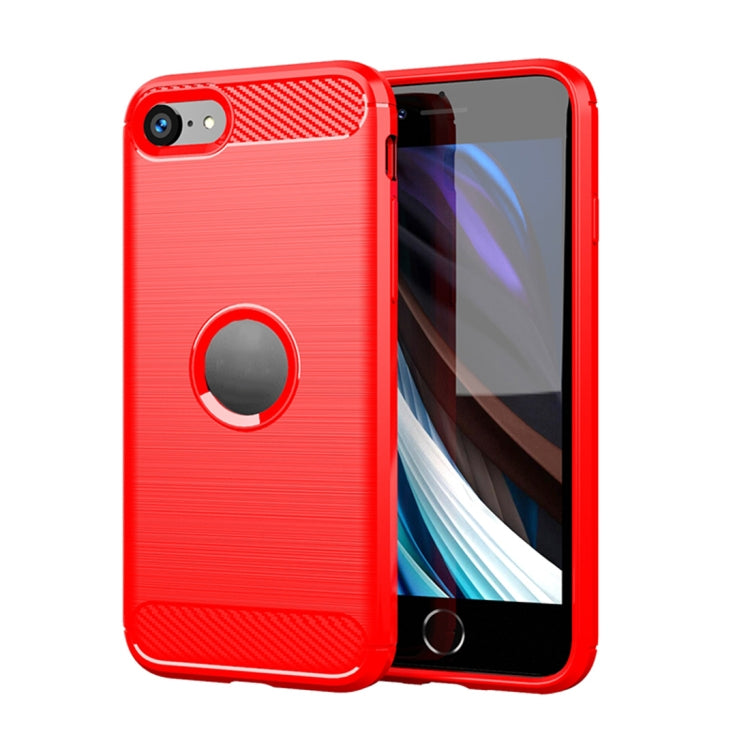 For iPhone SE 2020 Brushed Texture Carbon Fiber TPU Case
