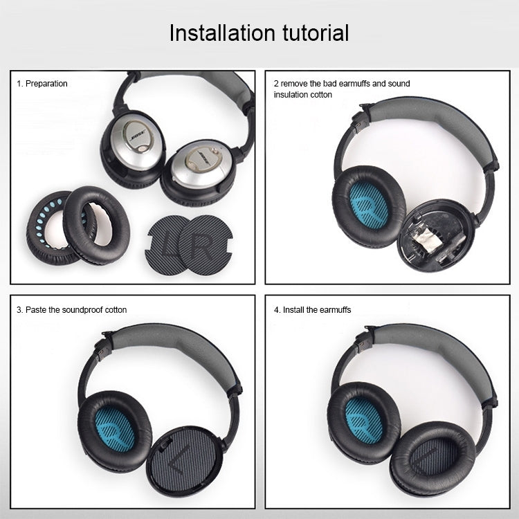 2 PCS Headset Sponge Cover For BOSE QC15 / QC3 / QC2 / QC25 / AE2 / AE2i, Print Color + Blue LR, White + Blue LR, Print Color + Black, Black + Black, White + Black, Print Color + Gray, Khaki + Gray, Coffee + Gray, White + Gray, Gray + Gray...