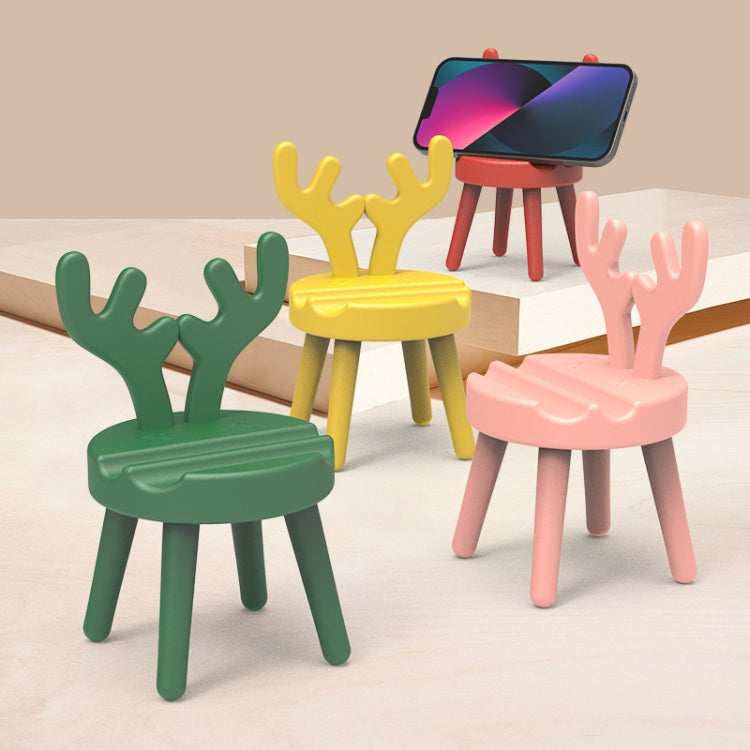 Cartoon Chair Shape Desktop Mobile Phone Holder Cute Mini Universal Phone Rack, Deer(Pink), Deer(Green), Deer(Yellow)
