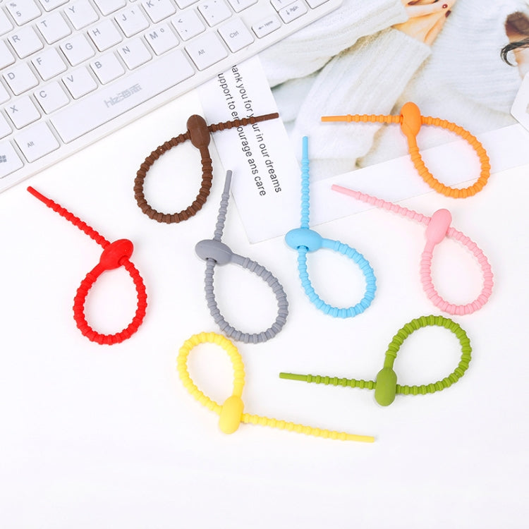 20 PCS Silicone Data Cable Storage Strap Cable Organizer, 21cm Orange, 21cm Pink, 21cm Brown, 21cm Grey, 21cm Yellow, 21cm Red, 21cm Green, 21cm Blue