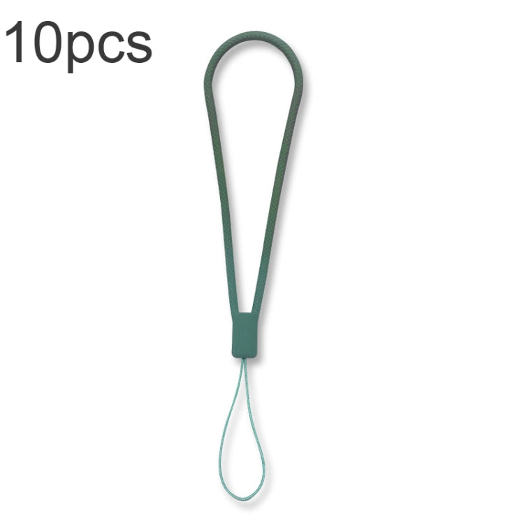 10pcs Silicone Woven Pattern Cell Phone Lanyard Anti-loss Hand Rope, Dark Night Green, White, Grass Purple, Light Green, Clove Purple, Antique White, Black, Red, Matcha Green, Lemon Yellow, Shallow Purple, Sand Pink, Sugar Orange, Tea Red