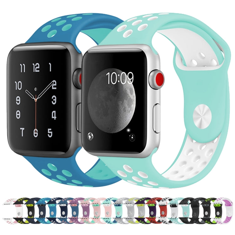 For Apple Watch Series 10 42mm / 9&8&7 41mm / SE 3&SE 2&6&SE&5&4 40mm / 3&2&1 38mm Fashionable Classical Silicone Sport Watch Band(Grey White), WA1230A, WA1230B, WA1230BG, WA1230BH, WA1230BL, WA1230BM, WA1230BR, WA1230BY, WA1230C, WA1230D, WA1230DW...